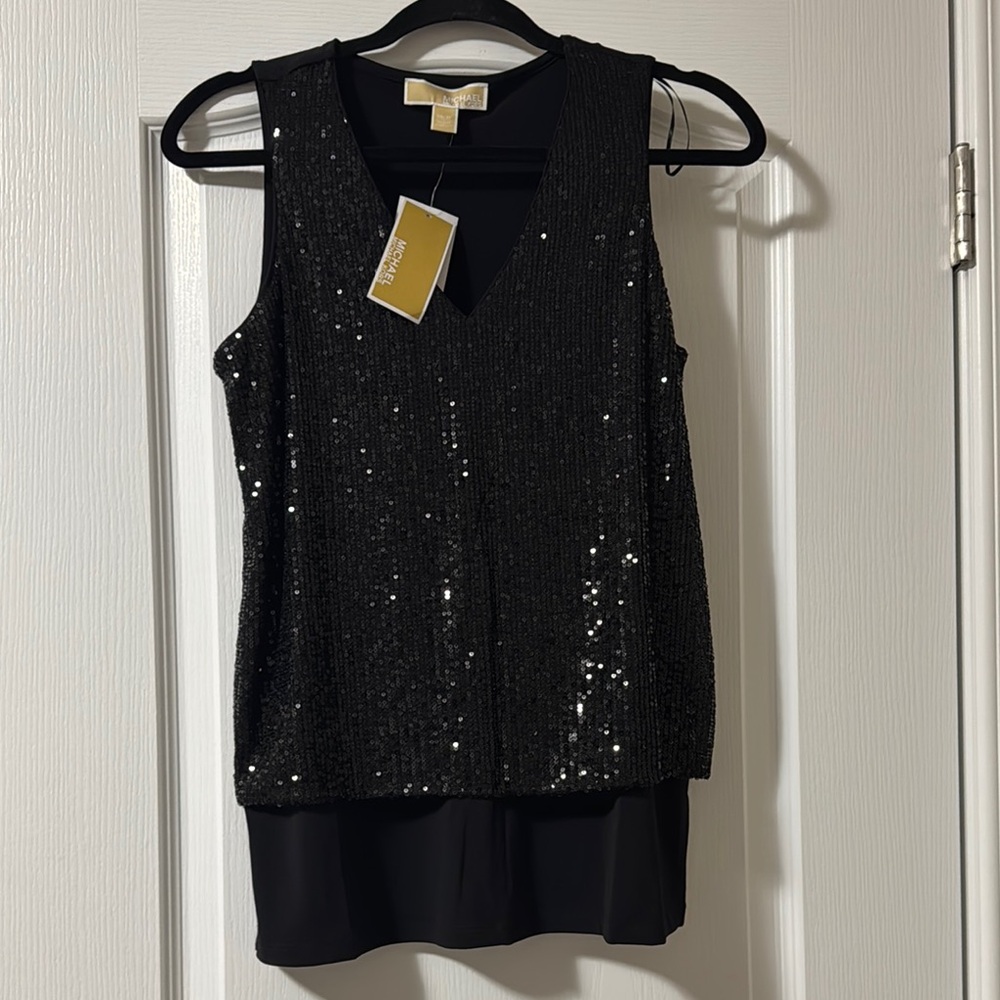 Michael Michael Kors Women’s Black Tank Top with Sequins